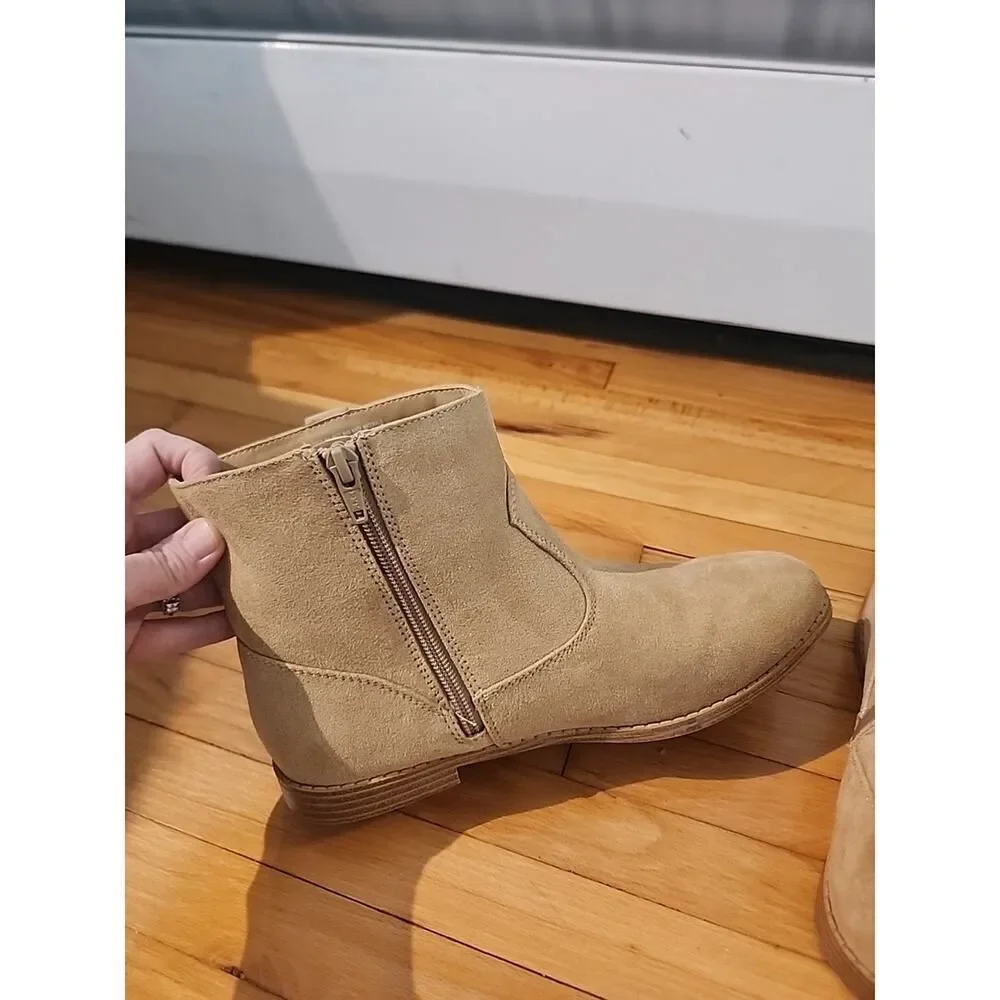 Girls' Tan Boots Zipper Booties Children's Place - SIZE 6